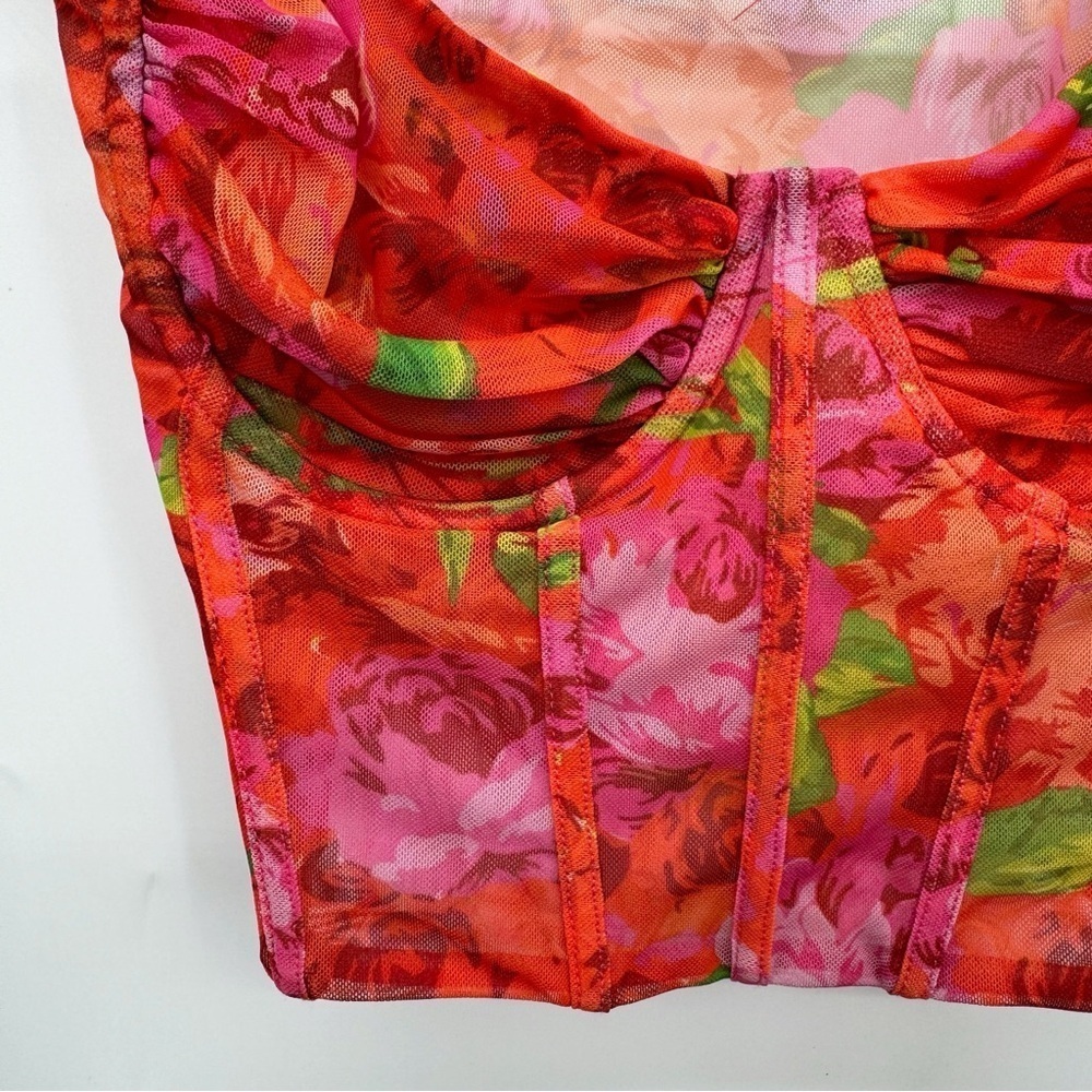 Zara Sheer Floral Corset Crop Top Women’s Small Vacation Resort Kawaiigirl - Picture 5 of 10